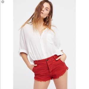 NWT Free people raw patched standoff red shorts